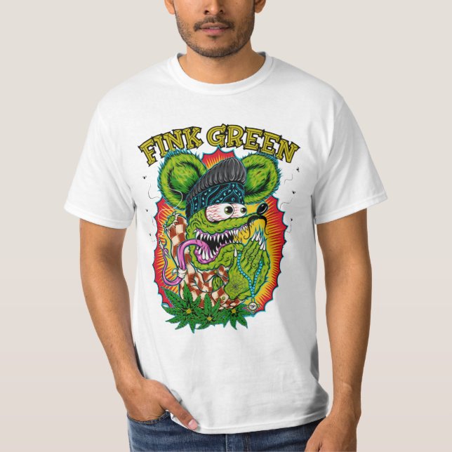 T-shirt Rat fink vert (Devant)