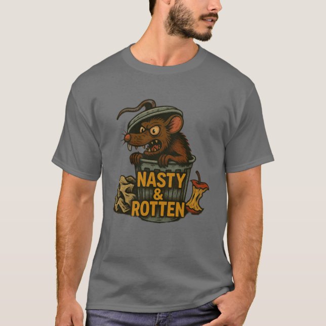 T-shirt Rat nasté et Rotten dans les ordures peut graphiqu (Devant)