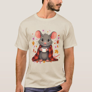 T-shirt Rat ou Souris Douillet dans un Couvre-Café Automna