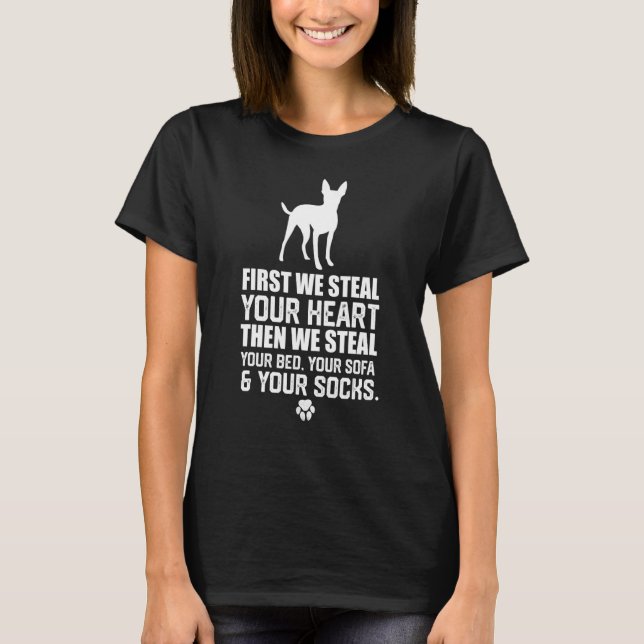T-shirt Rat Terrier Volez votre coeur Volez votre lit et a (Devant)