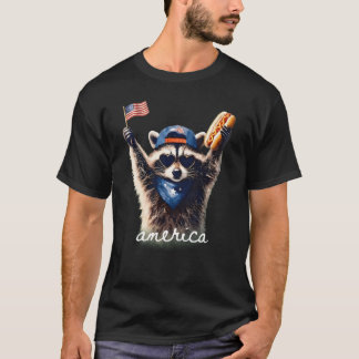 T-shirt Raton laveur américain libre et sauvage drôle 4 ju
