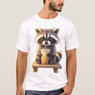 T-shirt Raton laveur buvant du café glacé