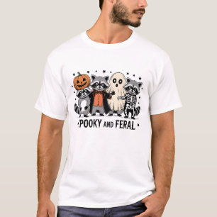T-shirt Raton laveur d'Halloween drôle, sauvage et effraya