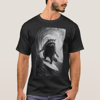 T-shirt Raton laveur drôle selfie de surf sur planche de s