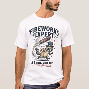 T-shirt Raton laveur expert en feux d'artifice vintage Qua