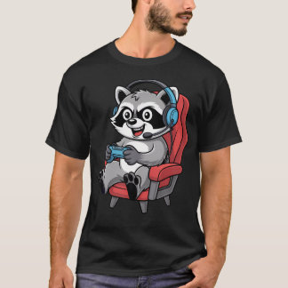 T-shirt Raton laveur joueur drôle de jeux vidéo passionné 