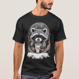 T-shirt Raton laveur mangeant un cup de nouilles instantan