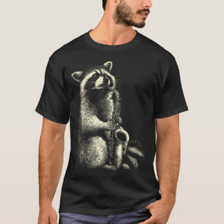 T-shirt Raton laveur mignon jouant du saxophone, joueur de