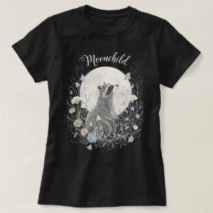 T-shirt Raton laveur "Moonchild" fantaisiste - Brouillard 
