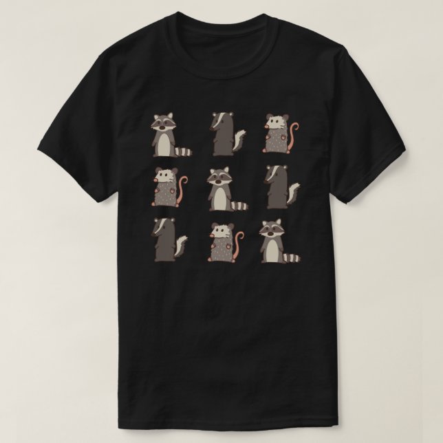 T-shirt raton laveur, opossum et amp; skunk woland friends (Design devant)