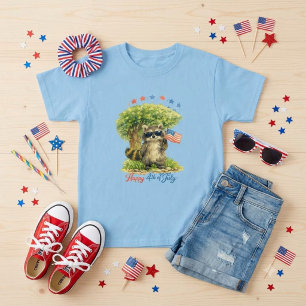 T-shirt Raton laveur patriotique 4 juillet Animal Bleu
