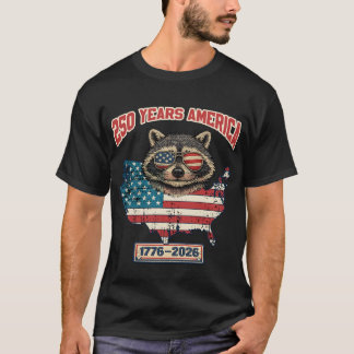 T-shirt Raton laveur patriotique drôle d'Amérique 250 ans