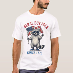 T-shirt Raton laveur patriotique sauvage mais libre Chemis