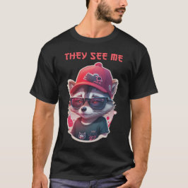 T-shirt Raton laveur vif avec lunettes