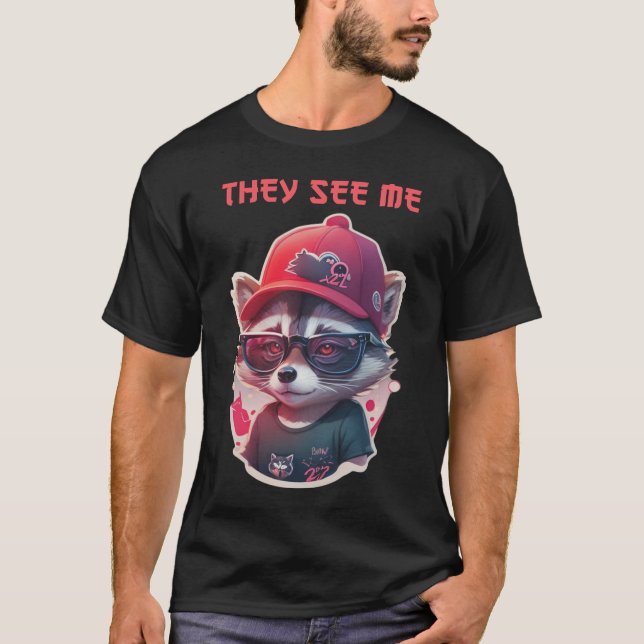 T-shirt Raton laveur vif avec lunettes (Devant)