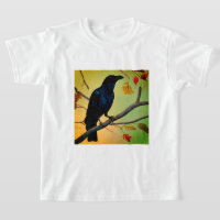 Raven De Plaisir Entouré Sur Branche