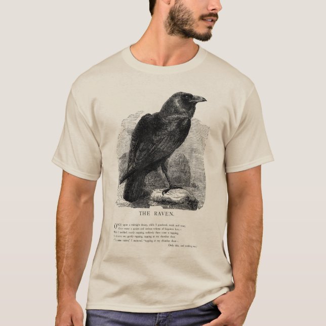 T-shirt Raven par Edgar Allen Poe (Devant)