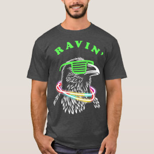 T-shirt Ravin RavenRave Party Neon Bird Amusant