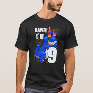 T-shirt Raw I'm 9 Birthday Boy Dinosaur 9 year old Kids