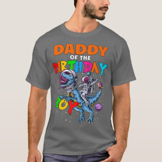 T-shirt Rawr Daddy Of The Birthday Boy Astronaut Riding Di