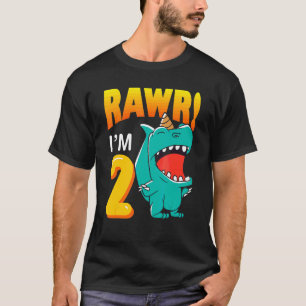 T-shirt Rawr I`m 2 Theme Dino Anniversaire