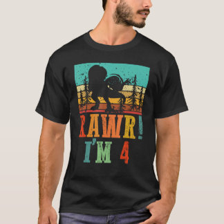 T-shirt Rawr I m 4 Ans Dinosaur Rex Anniversaire Squad R