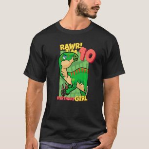 T-shirt Rawr I'm 10 Birthday Girls 10th Birthday Dino Igua