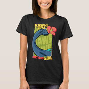 T-shirt Rawr I'm 12 Birthday Girls 12th Birthday Dino Quae