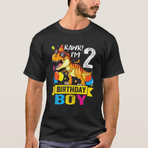 T-shirt Rawr I'm 2Nd Birthday Boy Dinosaur T Rex 2 Year Ol