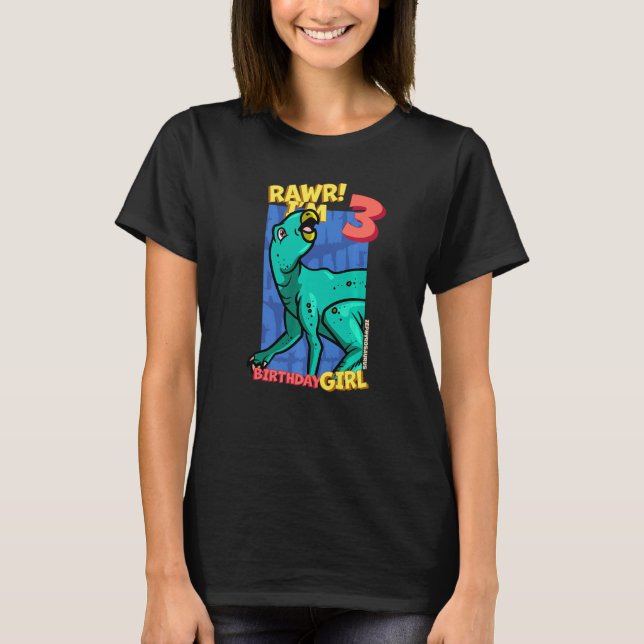 T-shirt Rawr I'm 3 Birthday Girls 3rd Birthday Dino Zephyr (Devant)