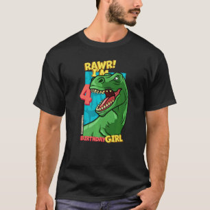 T-shirt Rawr I'm 4 Birthday Girls 4th Birthday Dino Tyrann