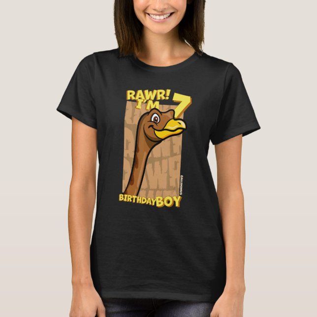 T-shirt Rawr I'm 7 Birthday Boys 7th Birthday Dino Gallim (Devant)