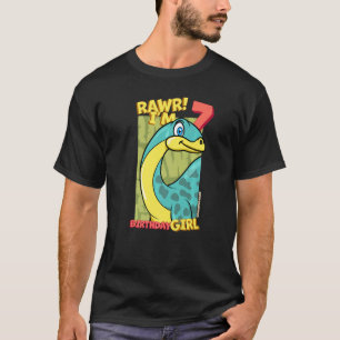 T-shirt Rawr I'm 7 Birthday Girls 7th Birthday Dino Apatos