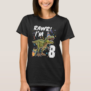 T-shirt Rawr I'm 8 Anniversaire Rex Dinosaur Party pour ga