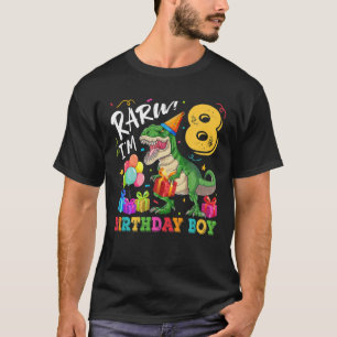 T-shirt Rawr I'm 8 Birthday Boy Dinosaur T Rex 8Th Birthda