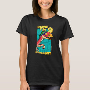T-shirt Rawr I'm 9 Birthday Boys 9th Birthday Dino Deinony