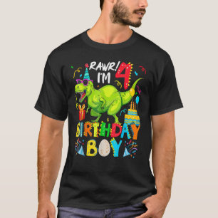T-shirt Rawr Je suis 4e anniversaire garçon Dinosaur Rex 4