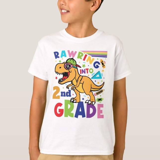 T-shirt Rawring into 2nd Grade Back to School Kids (Devant)