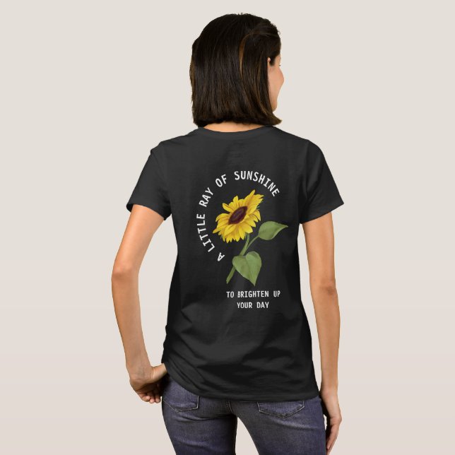 T-shirt Ray Of Sunshine Texte Tournesol Noir Personnalisé (Dos entier)