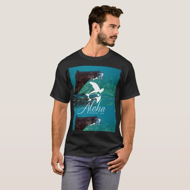 T-shirt Rayon de Manta d'Hawaï de baie de Hanauma (Devant entier)