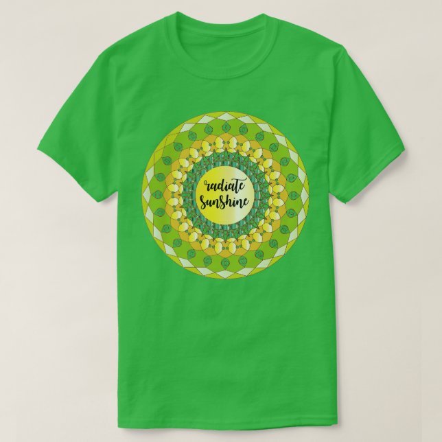 T-shirt Rayonner soleil citation jaune vert brillant manda (Design devant)