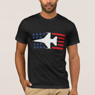 T-shirt Rayures blanches rouges d'étoile bleue d'avion de