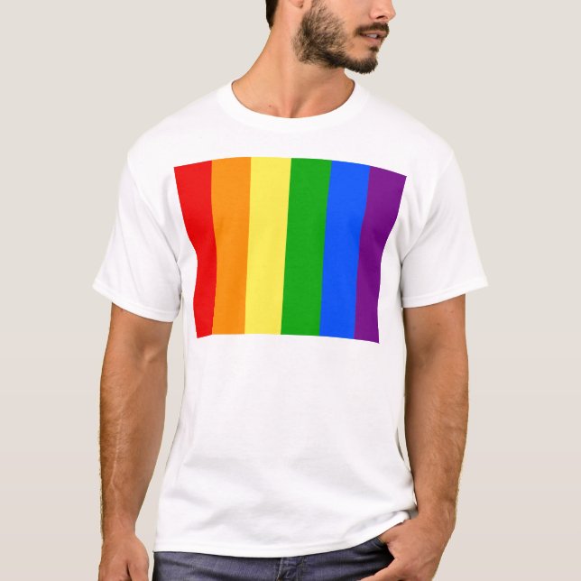 T-SHIRT "RAYURES VERTICALES D'ARC-EN-CIEL " (Devant)