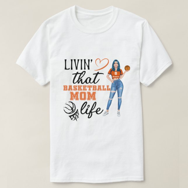 T-shirt RD Personnalisé Basketball Maman Vie (Design devant)