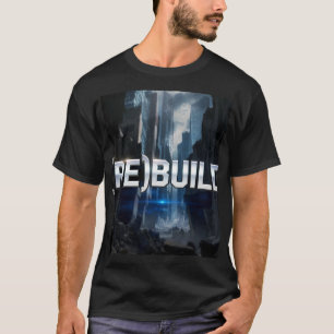 T-shirt (RE)CONSTRUIRE - Texte Chrome Ville en Ruines Moti