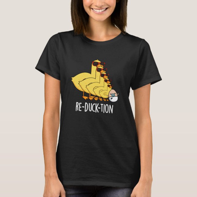 T-shirt Re-duck tion Funny Animal Canard Pun Dark BG (Devant)