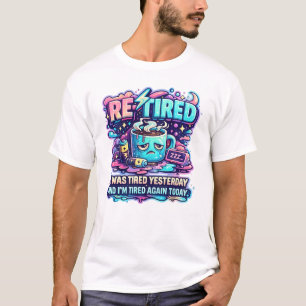 T-shirt Re-Tired Drôle Amateur de Café Typographie Rétro