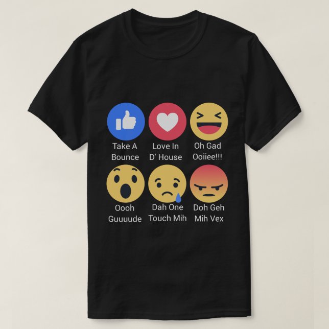 T-shirt Réactions de FB pour Trinis (Design devant)