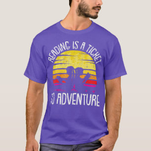T-shirt Reading Est Un Billet Pour Aventure Retro Bookworm
