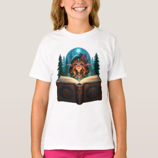 T-shirt "Reading Grimoire Enchanted Forest Elf"